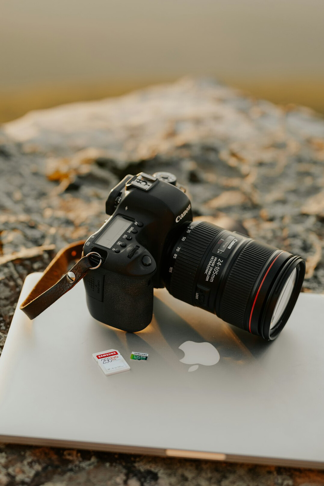 Photographer editing photos on a laptop