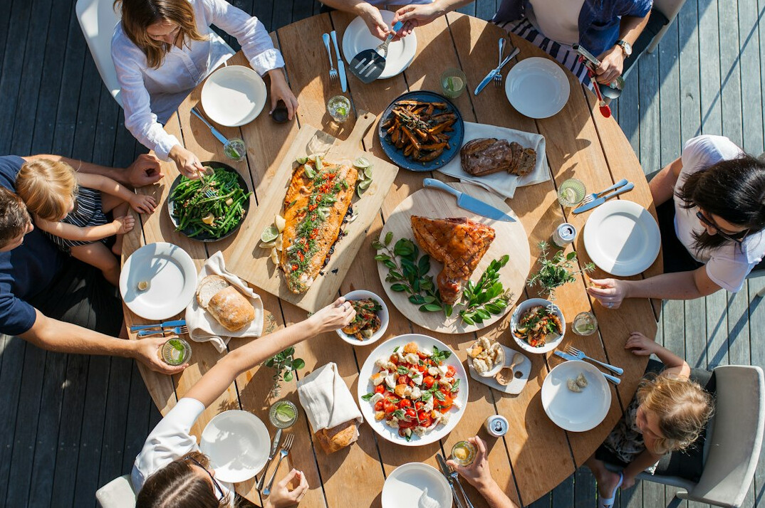people sharing meal together