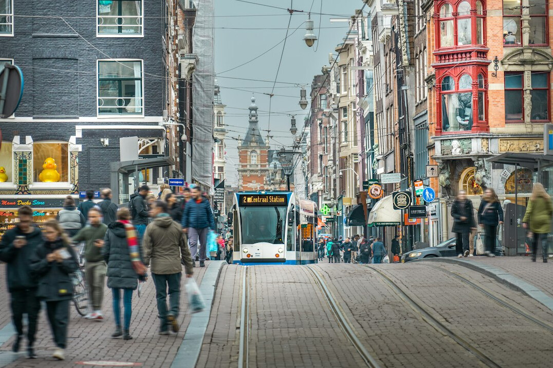 urban street scene with people