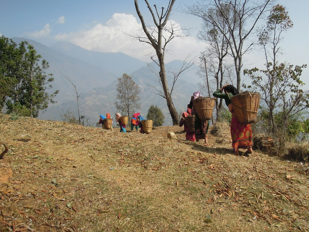 group of villagers talking