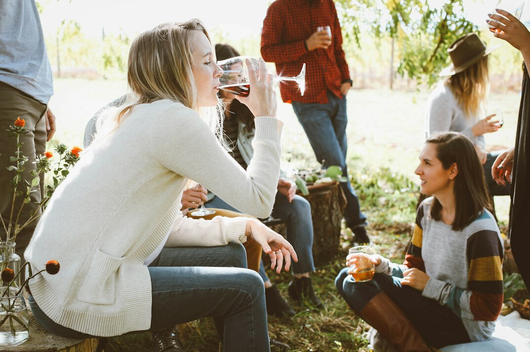 family gathering in garden